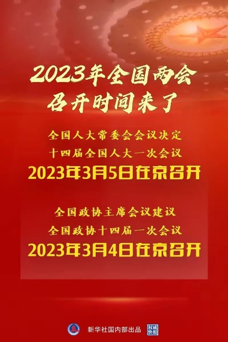 2023年全国两会召开时间，来了！